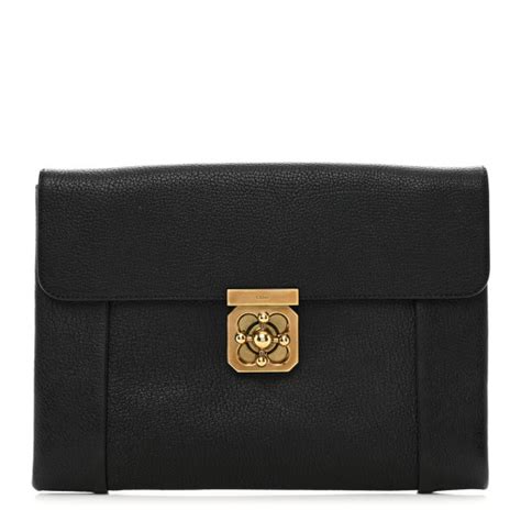 CHLOE Elsie Goatskin Clutch Black 1391756 .